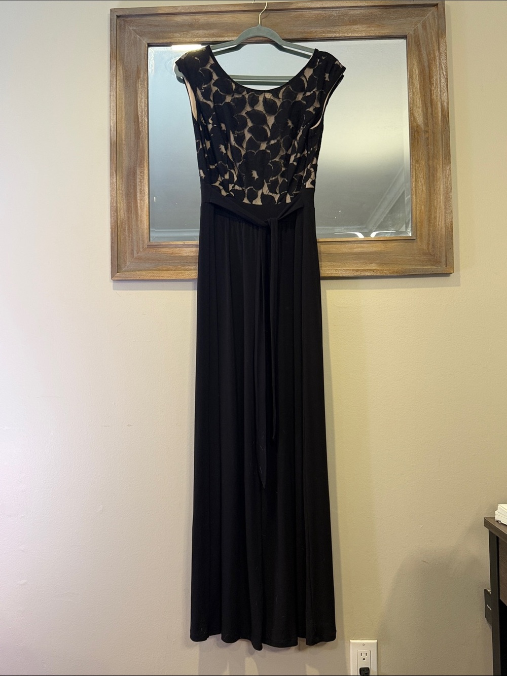 Dress Barn Black Maxi Dress with Lace Bodice